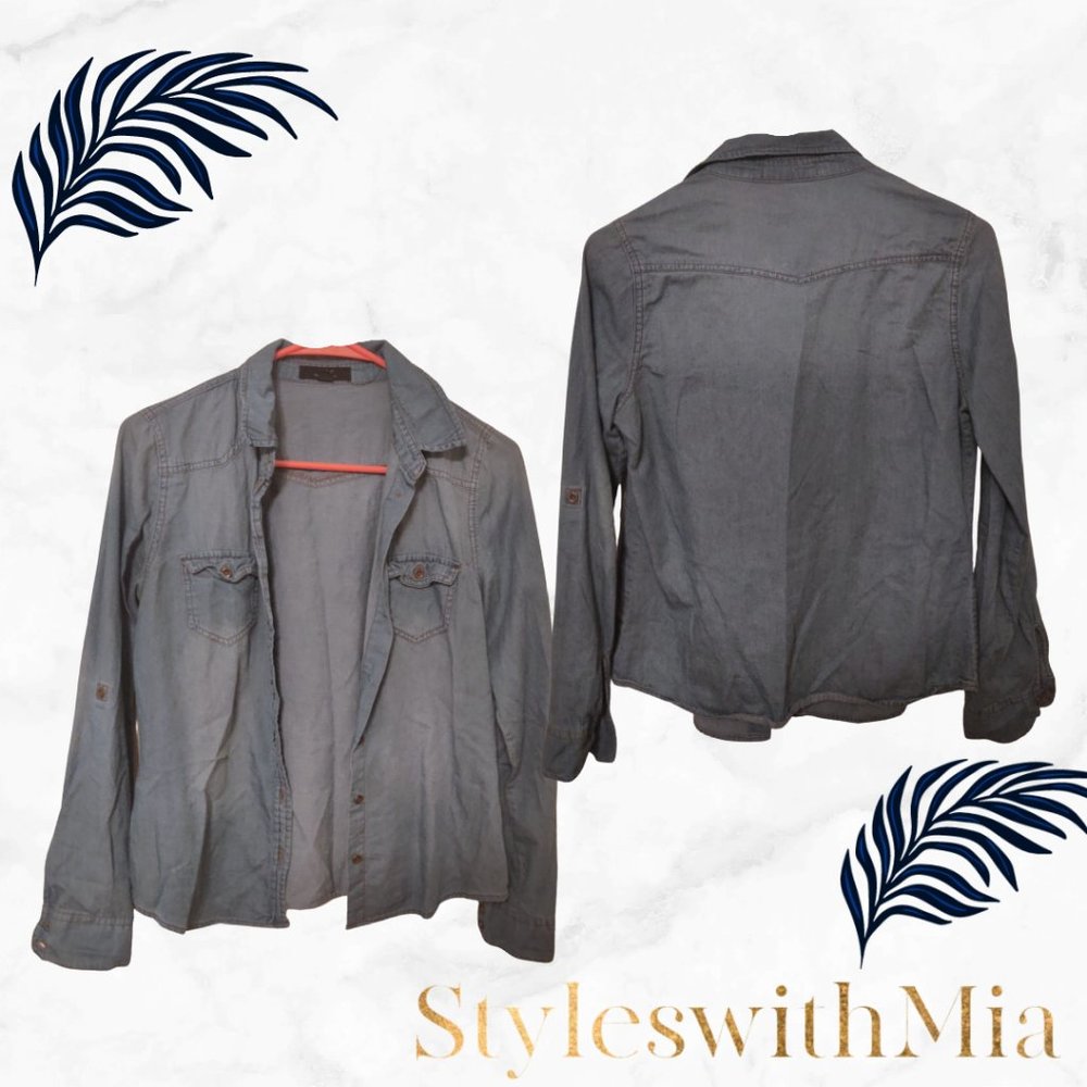 Chambray with brown details Comfy Material